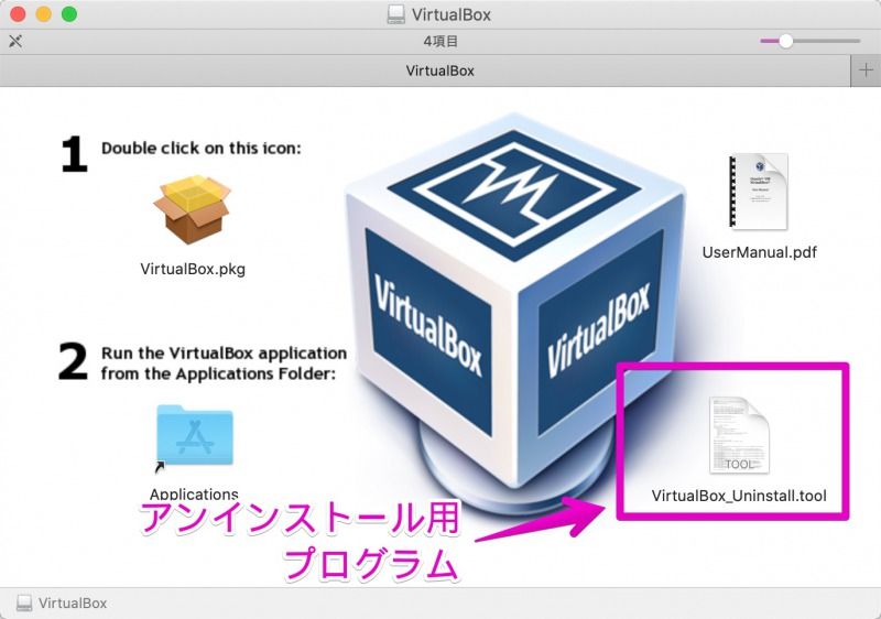 VirtualBoxのパッケージ内容