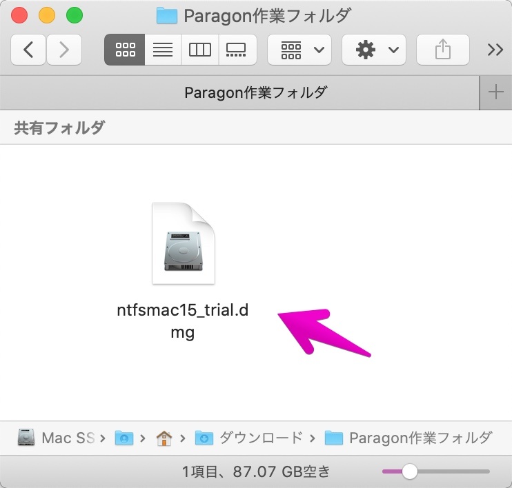 Microsoft NTFS for Mac by Patragonのdmgファイル