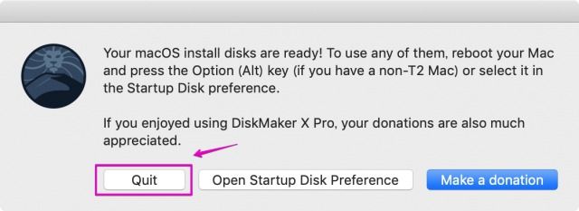 DiskMaker X Proで作成完了