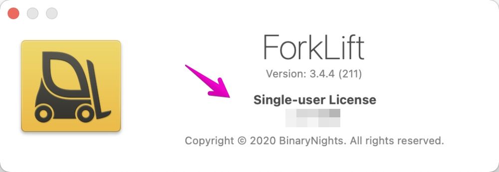 「ForkLift 3」のライセンス情報
