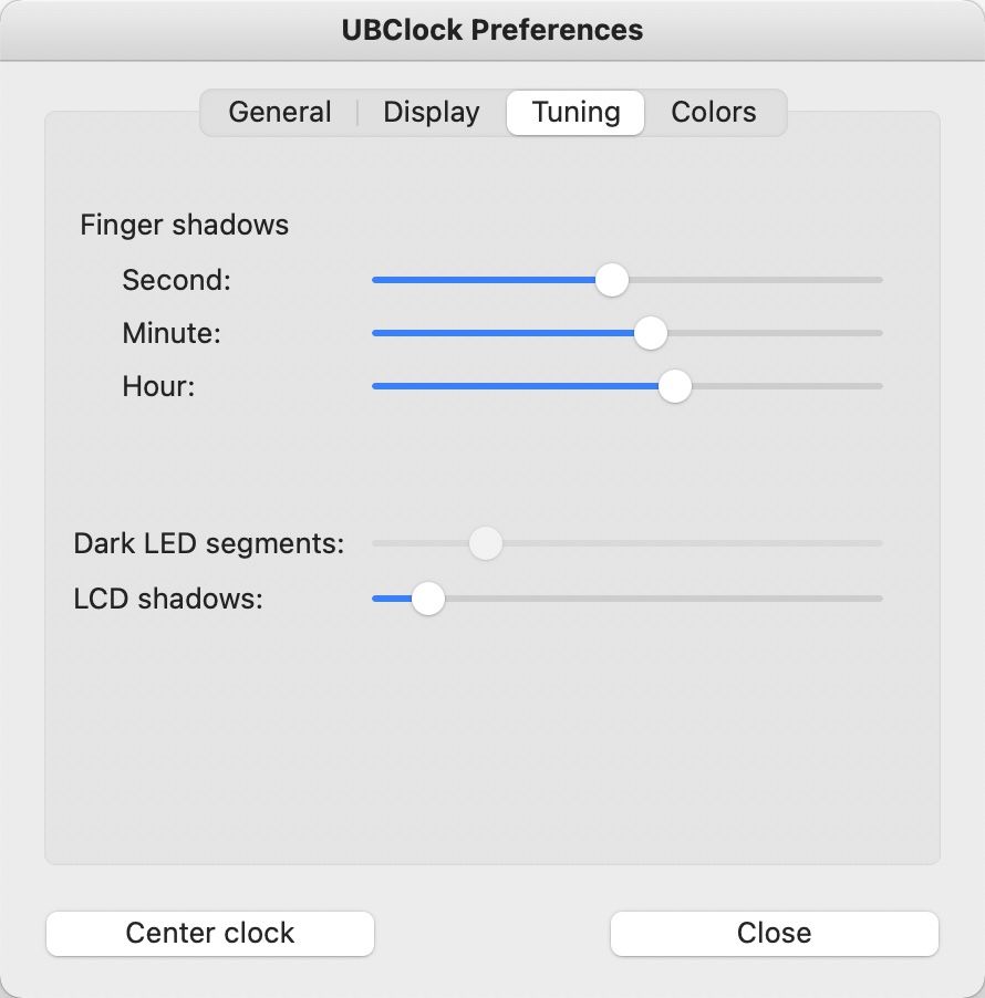 アプリ「UBClock」の「Preferences」-「Tuning」