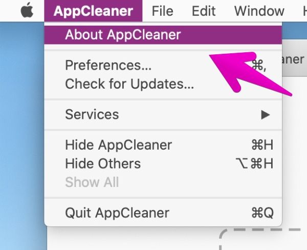 AppCleanerのメニューバーからアプリ情報を呼び出す