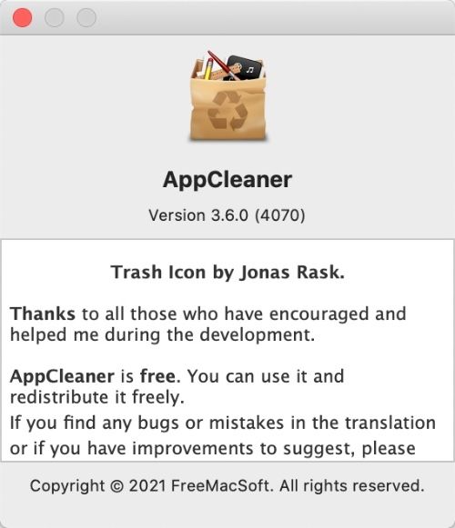 AppCleanerのアプリ情報を表示