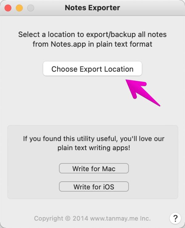 Macアプリ「Notes Exporter」でエクスポート操作