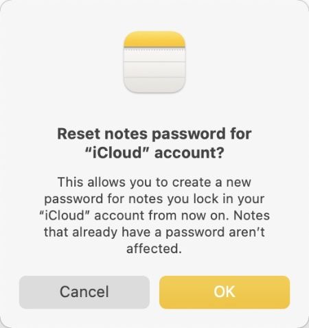 "Notes" Reset Password