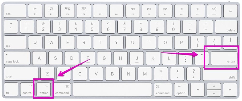 Mac "Notes" app New line with keyboard