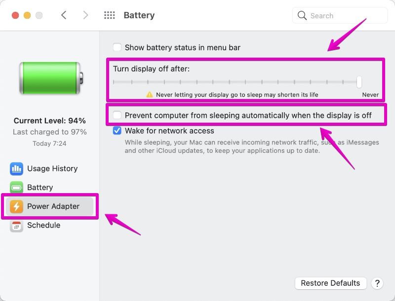 Mac "System Preferences" - "Battery"