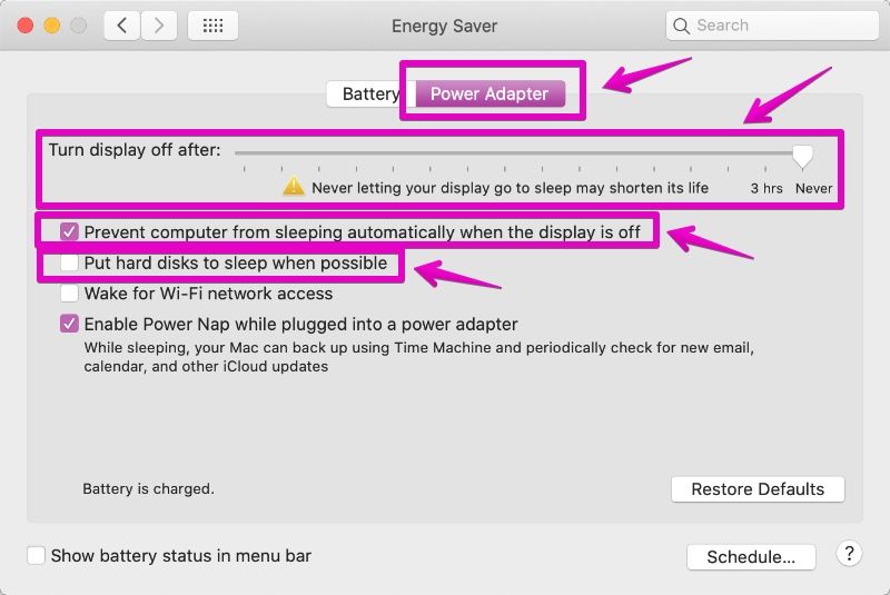 Mac "System Preferences" - "Battery"