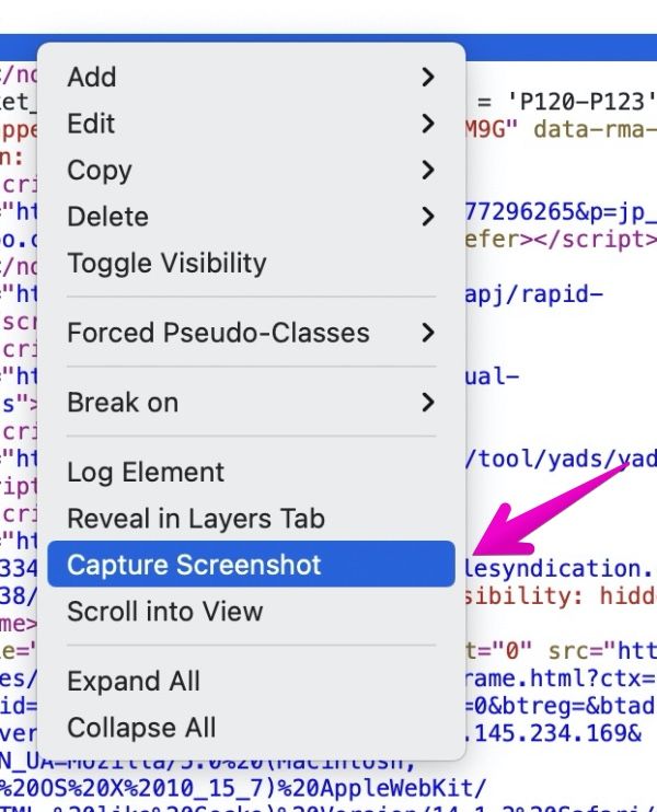 Mac Safari "Capture Screenshot"