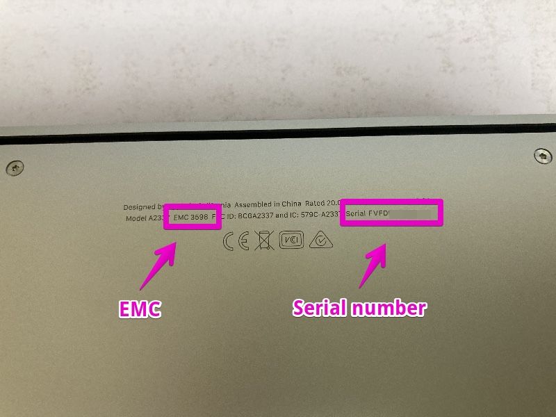 Mac EMC & Serial Number