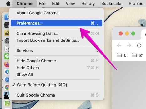 Mac Google Chrome "Preferences"