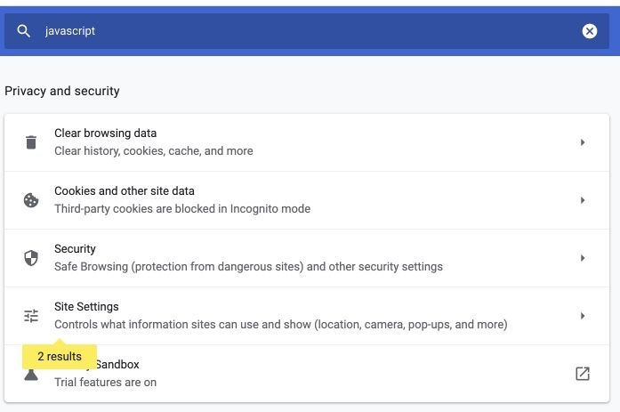 Mac Google Chrome "Preferences"