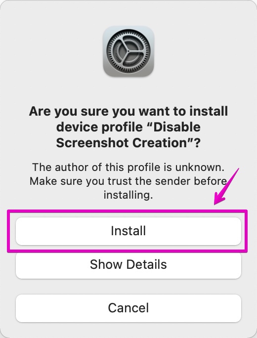 Mac Profile Installation Confirmation