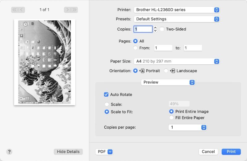 Mac Print Instruction Screen