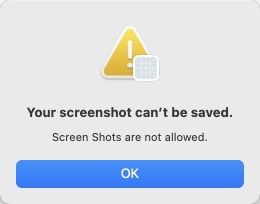 Mac "Your screenshot can't be saved."