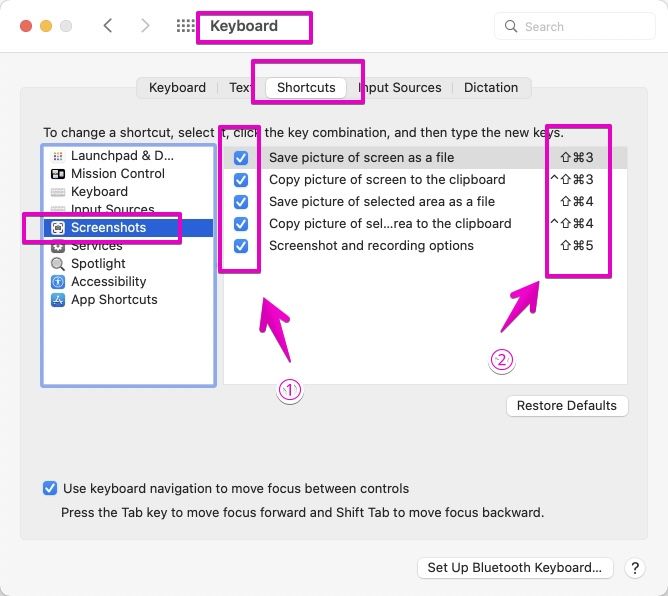 Mac "System Preferences" -> "Keyboard" -> "Shortcuts"