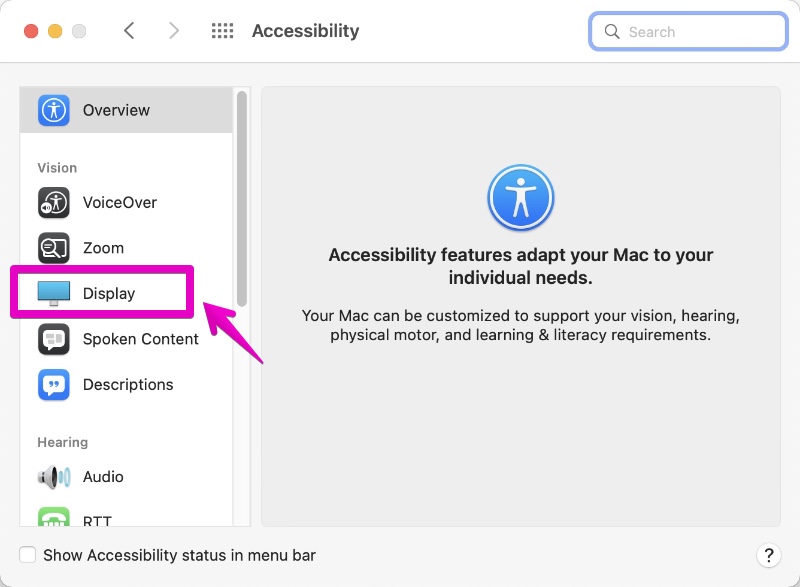 Mac "System Preferences" -> "Accessibility"