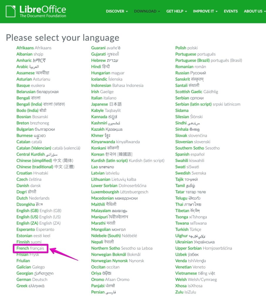 LibreOffice LanguagePack Download site