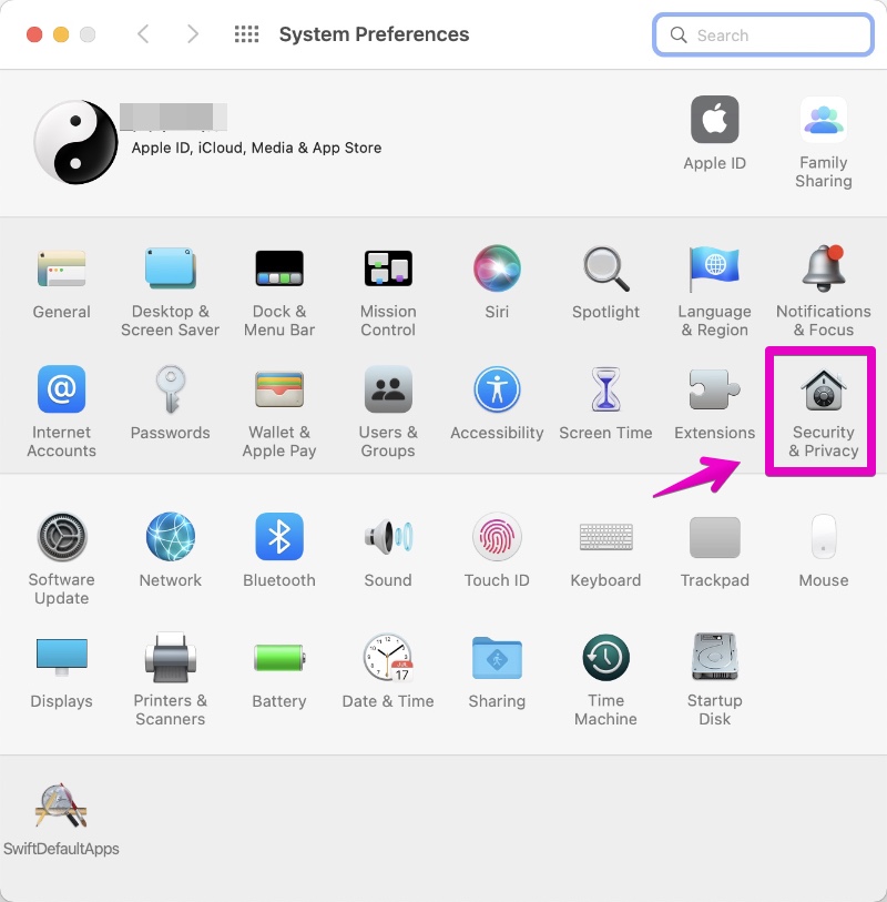 Mac "System Preferences" -> "Security & Privacy"