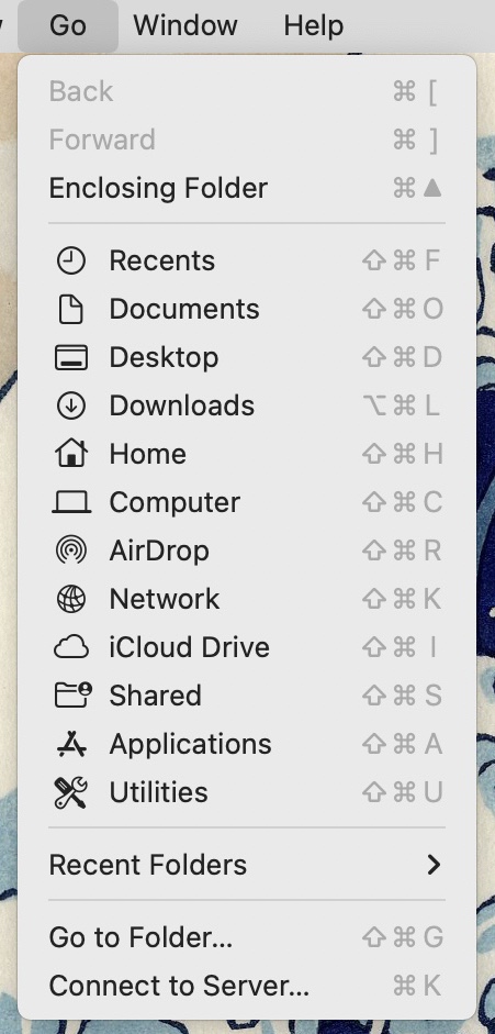 Mac Finder Menu