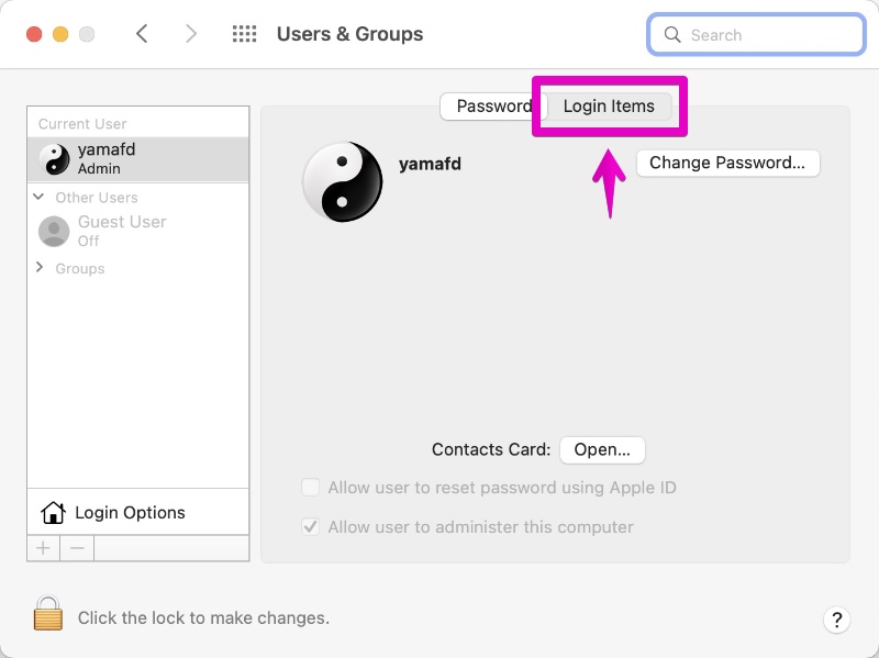 Mac "System Preferences" -> "Users & Groups"