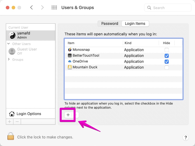 Mac "System Preferences" -> "Users & Groups"