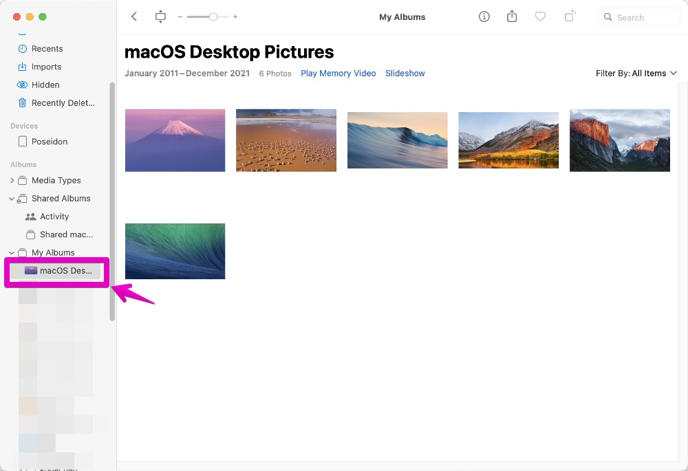 Mac Photos.app Shared album