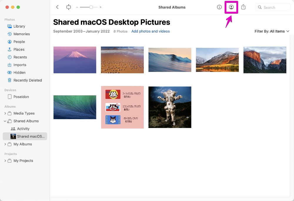 Mac Photos.app Shared album