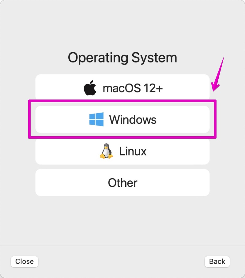UTM Create a New Machine Operating System Windows