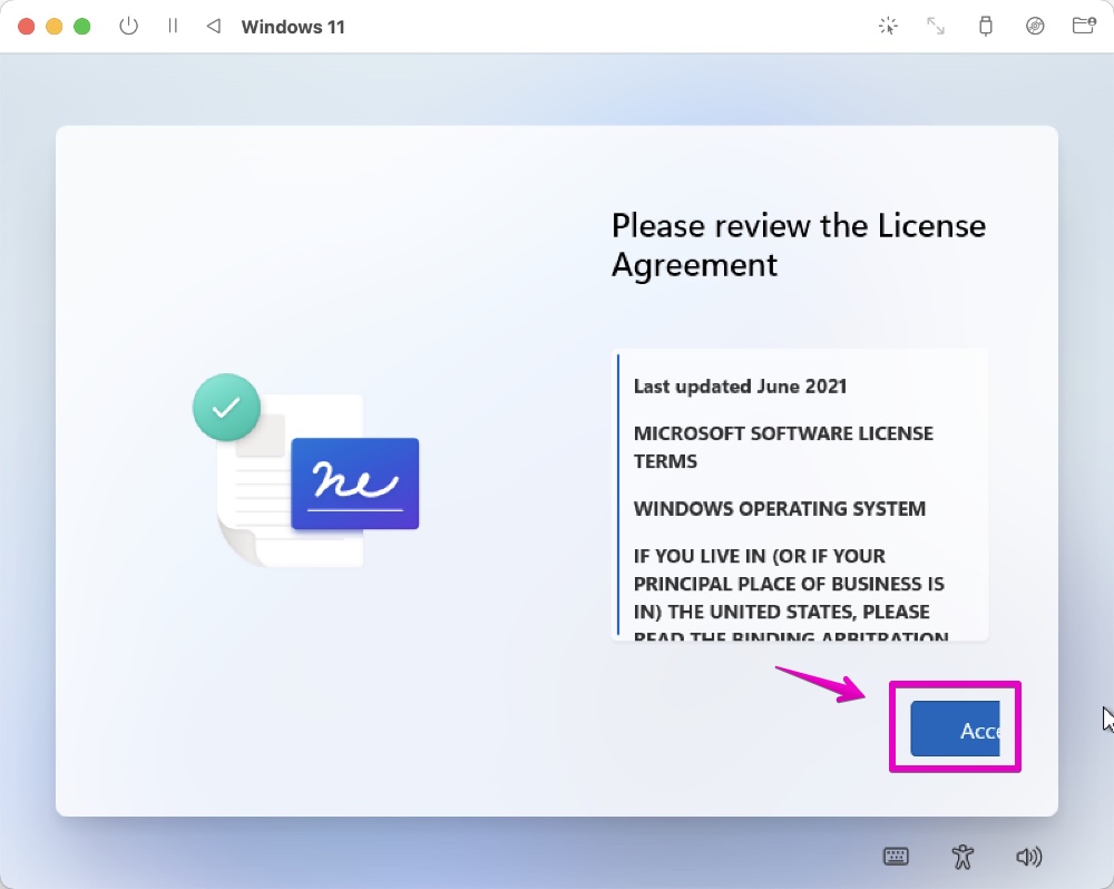 Windows 11 初期セットアップ License Agreement ライセンス合意書