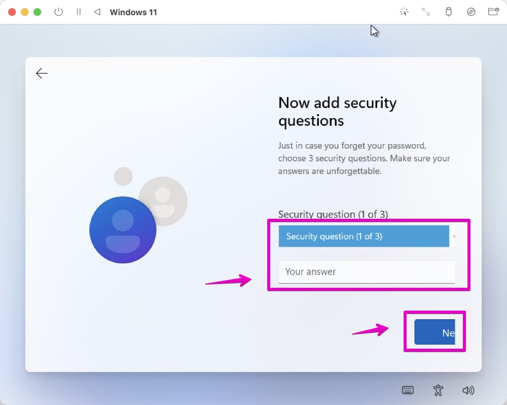 Windows 11 初期セットアップ Security Questions 秘密の質問