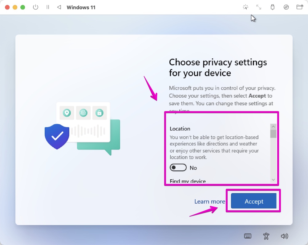 Windows 11 初期セットアップ Privacy Settings プライバシーの設定