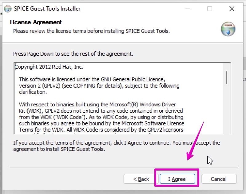 UTM Windows 11 SPICE Guest Tools　インストール画面
