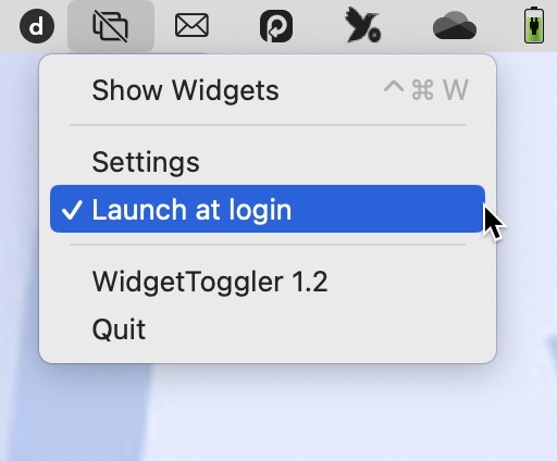 Mac メニューバー アプリ「WidgetToggler」